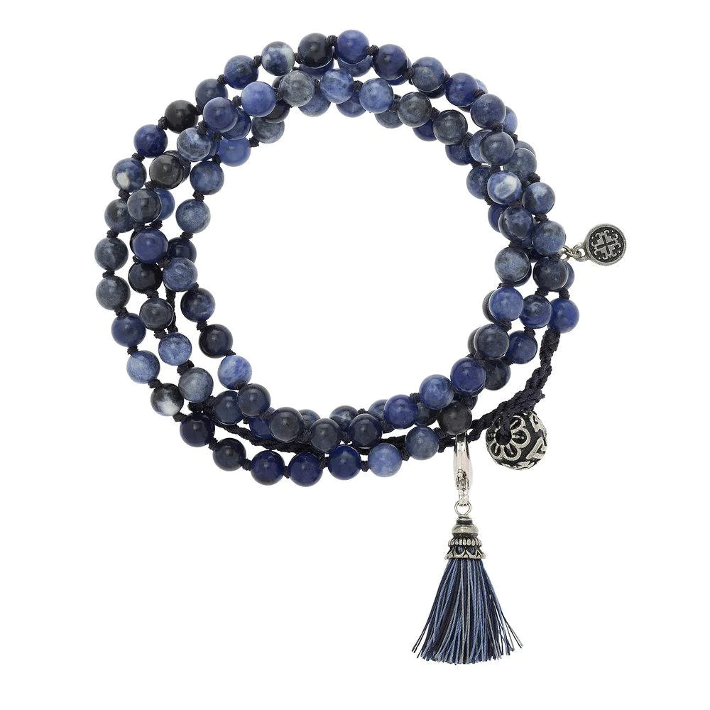 Gemstone Knotted Wrap Mala - Sodalite