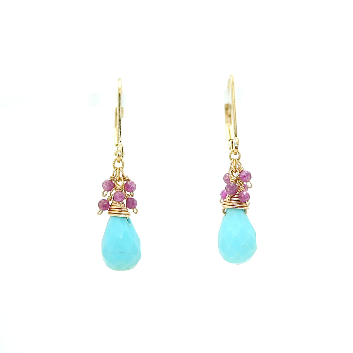 Turquoise & Ruby Earrings by Julia Balestracci