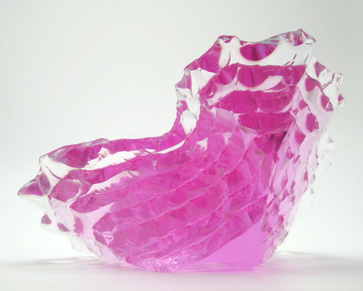 Sculpted Glass Heart - Pink