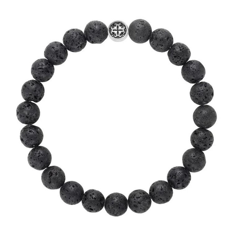 Black Lava Stone Men's Bracelet By Mala + Mantra