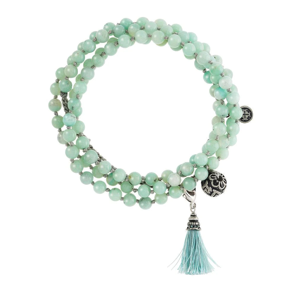 Gemstone Knotted Wrap Mala - Amazonite