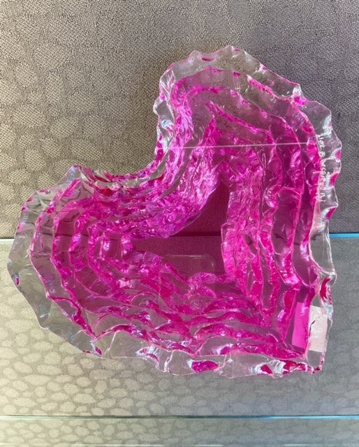 Sculpted Glass Heart - Pink