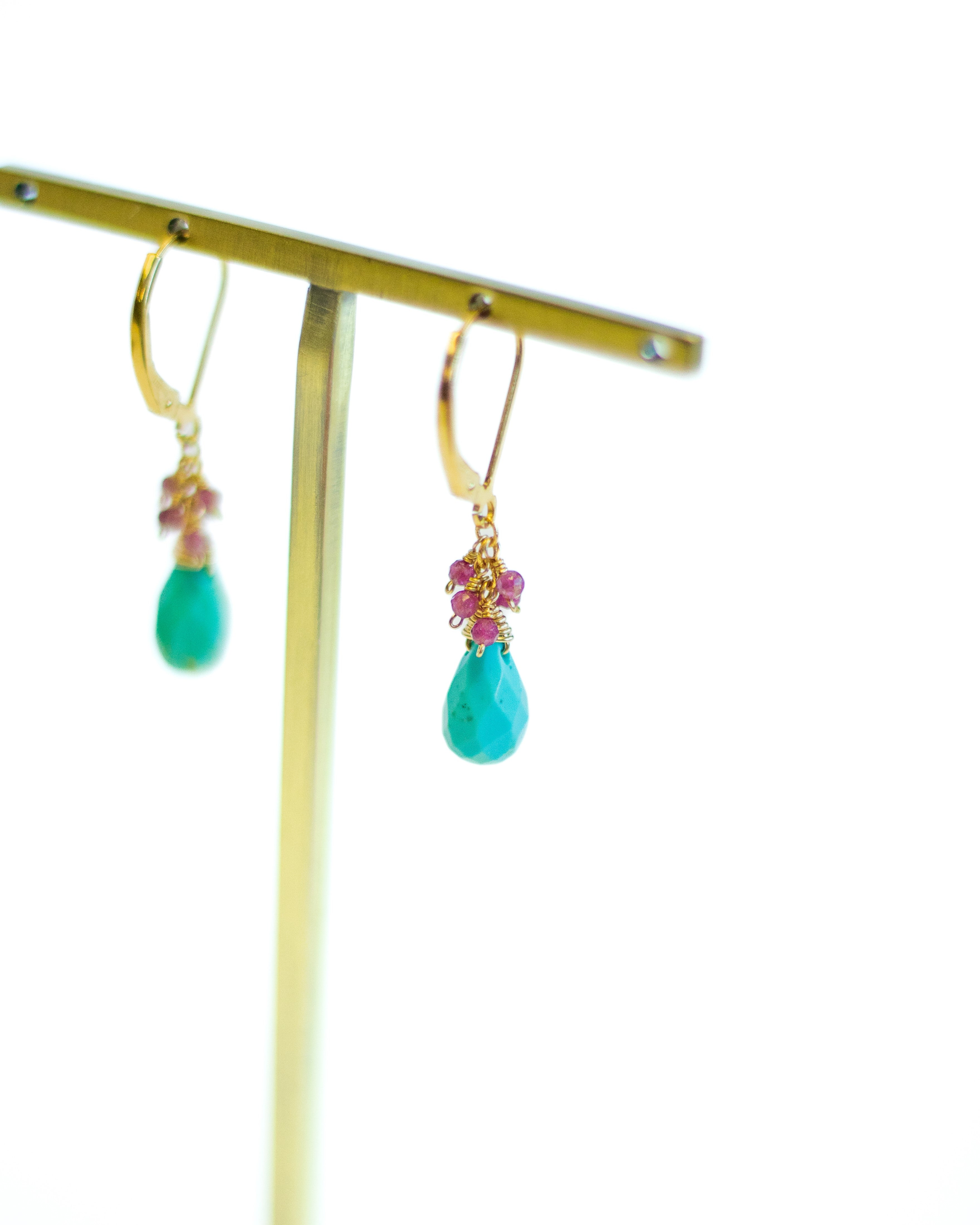 Turquoise & Ruby Earrings by Julia Balestracci