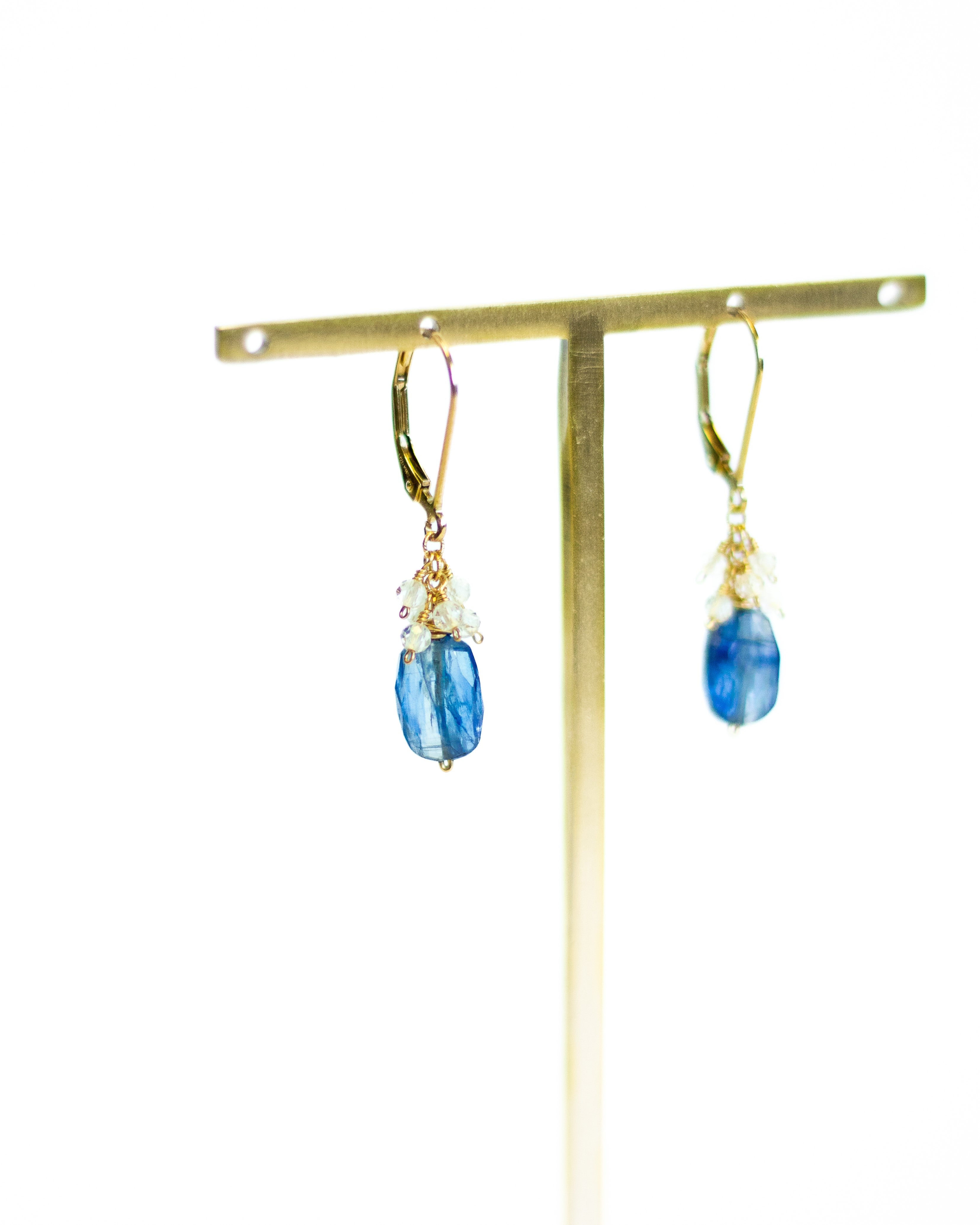 Blue Kyanite & Moonstone Earrings by Julia Balestracci