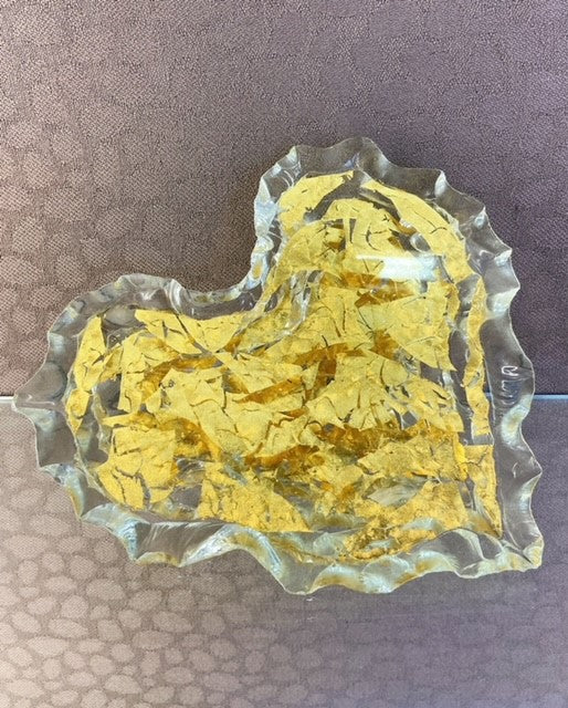 Sculpted Glass Heart - Gold
